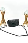 Gucci GG Siyah Marmont Matelasse Mini Omuz Çantası VLT-536 Siyah