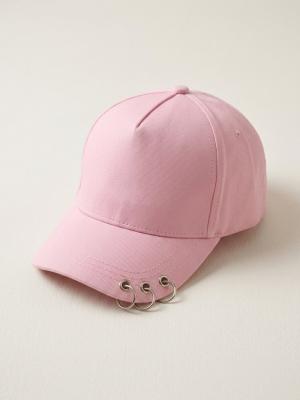 Piercing Detaylı Pembe Kız Çocuk Kasket / Kep Şapka CK005 Pembe