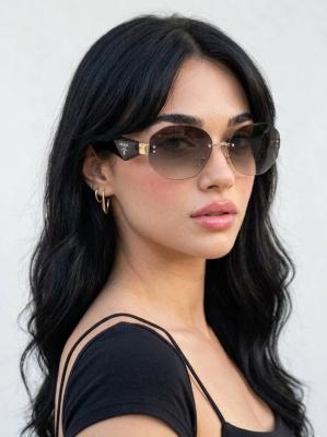 Prada Çerçevesiz Geometrik Unisex Güneş Gözlüğü Kahve G4805-DB Kahverengi