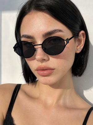 Miu Miu SMUA54 Siyah Metal Yuvarlak Kadın Güneş Gözlüğü G4825-DB Siyah
