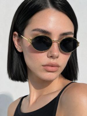 Miu Miu SMUA54 Gold Metal Yuvarlak Kadın Güneş Gözlüğü G4826-DB Gold