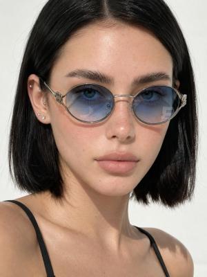 Miu Miu SMUA54 Mavi Metal Yuvarlak Kadın Güneş Gözlüğü G4828-DB Mavi