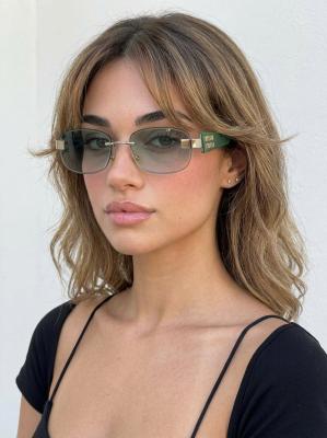 Miu Miu MU Metal Yeşil İthal Kadın Güneş Gözlüğü G4834-DB Yeşil