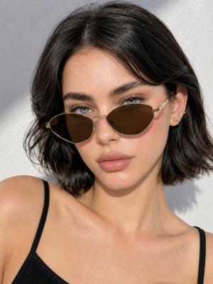 Miu Miu Tasarım Gold Metal Çerçeveli Kahverengi Güneş Gözlüğü G4858-DB Kahverengi