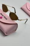 Miu Miu Tasarım Gold Metal Çerçeveli Kahverengi Güneş Gözlüğü G4858-DB Kahverengi