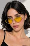 Miu Miu Tasarım Gold Metal Çerçeveli Sarı Cam Güneş Gözlüğü G4859-DB Sarı