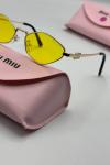 Miu Miu Tasarım Gold Metal Çerçeveli Sarı Cam Güneş Gözlüğü G4859-DB Sarı