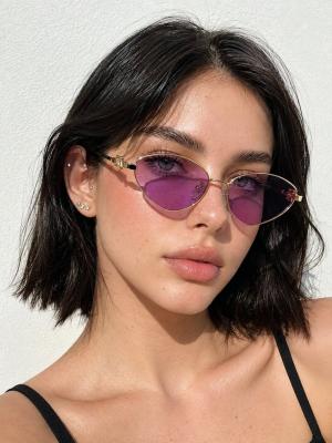 Miu Miu Tasarım Gold Metal Çerçeveli Mor Güneş Gözlüğü G4861-DB Mor