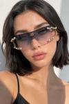 Dolce & Gabbana İnci Taşlı Çerçevesiz Maske Kadın Güneş Gözlüğü G4872-DB Gold