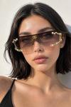 Dolce & Gabbana Kahverengi İnci Taşlı Çerçevesiz Maske Kadın Güneş Gözlüğü G4873-DB Kahverengi