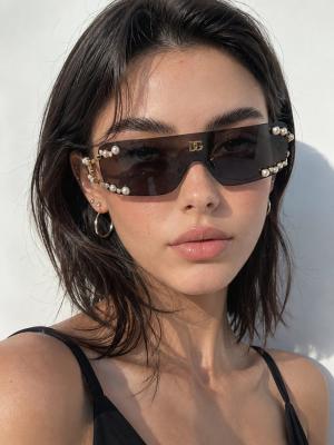 Dolce - Gabbana Siyah İnci Taşlı Maske Kadın Güneş Gözlüğü G4877-DB
