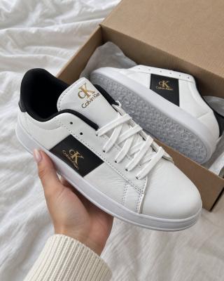 Calvin Klein Beyaz Deri Şeritli Casual Ayakkabı A-003 Beyaz