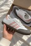 Kadın Retro Tarz Beyaz Pembe Şeritli Günlük Sneaker  A-022