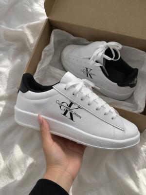 Calvin Klein Jeans Lace-Up Monogram Sneakers - White/Black A-024