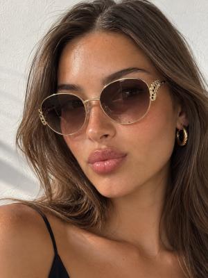 Chanel Metal Saplı Tasarım Kahve Degrade Oval Güneş Gözlüğü  G4903-CN Kahverengi