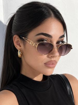 Dior  CD Logolu Gold Metal Pembe Oval Kadın Güneş Gözlüğü G4907-CN Pembe