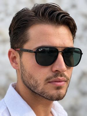 RayBan RB4376 Pilot Siyah Çerçeve Kırmızı Saplı Erkek Güneş Gözlüğü G4951-CN Siyah