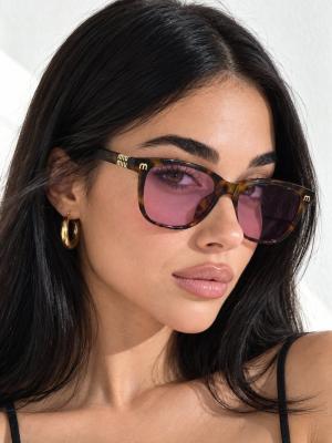 Miu Miu Lila Camlı Tortoise Kadın Güneş Gözlüğü G4963-DB Mor